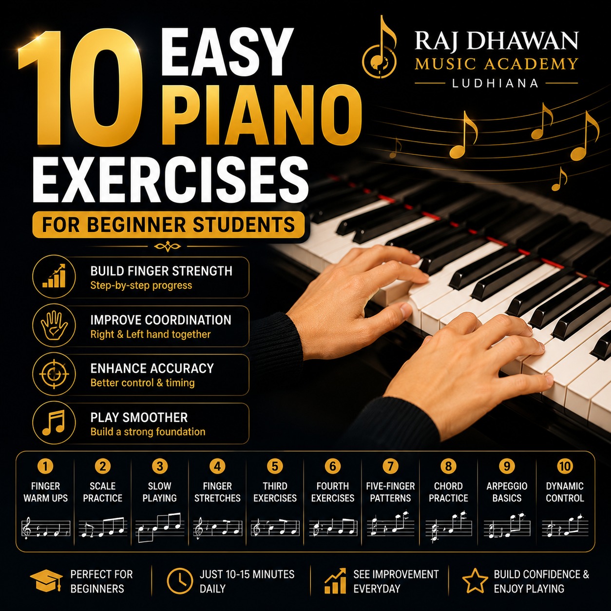 10 Easy Piano Exercises